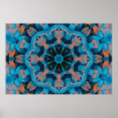 Leaf Kaleidoskop Stern in Blau und Orange Poster (Vorne)