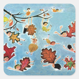 Leaf Kids Quadratischer Aufkleber