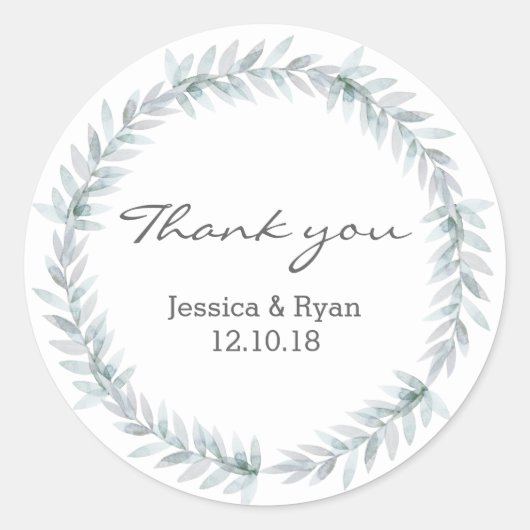 Leaf-Kranz-Hochzeit Danke, dass ihr Aufkleber (Vorderseite)
