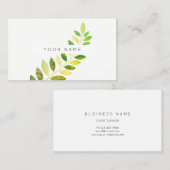 Leaf Laurel Fern Botanic Green Emerald White Visitenkarte (Vorne/Hinten)