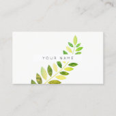 Leaf Laurel Fern Botanic Green Emerald White Visitenkarte (Vorderseite)