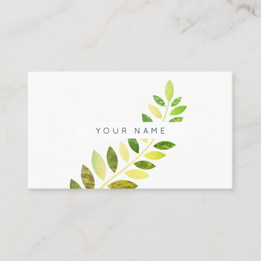 Leaf Laurel Fern Botanic Green Emerald White Visitenkarte (Vorderseite)