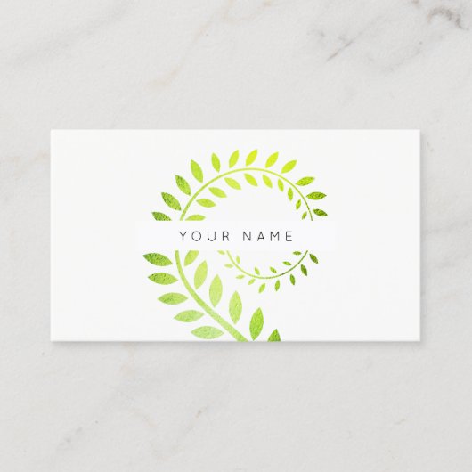 Leaf Laurel Fern Botanic Green Serpentine White Visitenkarte (Vorderseite)