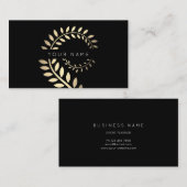 Leaf Laurel Fern Botanic Ivory Gold Black Visitenkarte (Vorne/Hinten)