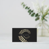 Leaf Laurel Fern Botanic Ivory Gold Black Visitenkarte (Stehend Vorderseite)