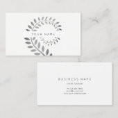 Leaf Laurel Fern Botanic Silver Serpentine White Visitenkarte (Vorne/Hinten)