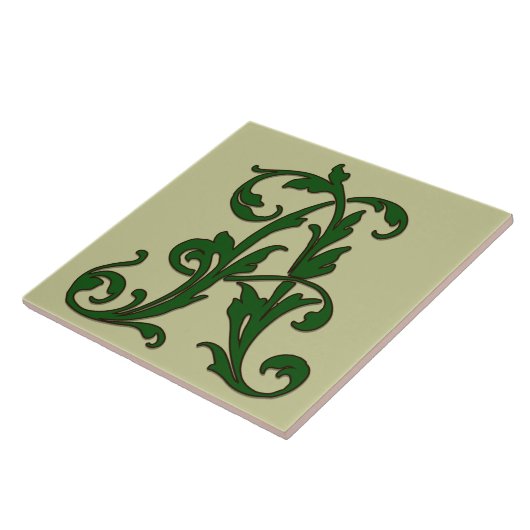 Leaf Letter A in der grünen Monogramm-Folie Fliese (Seite)