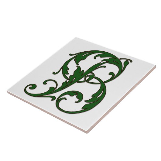 Leaf Letter B in der grünen Monogramm-Folie Fliese (Seite)