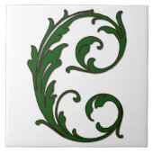 Leaf Letter C in grüner Monogramm-Folie Fliese (Vorderseite)
