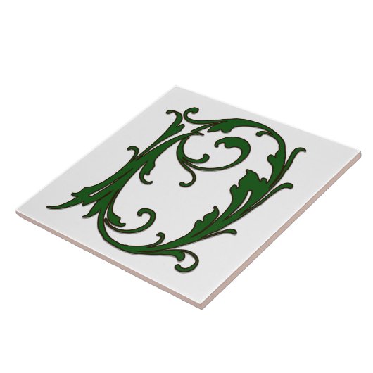 Leaf Letter D in der grünen Monogramm-Folie Fliese (Seite)