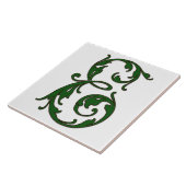 Leaf Letter E in der grünen Monogramm-Folie Fliese (Seite)