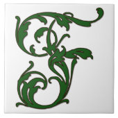 Leaf Letter F in der grünen Monogramm-Folie Fliese (Vorderseite)