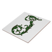 Leaf Letter J in der grünen Monogram-Folie Fliese (Seite)