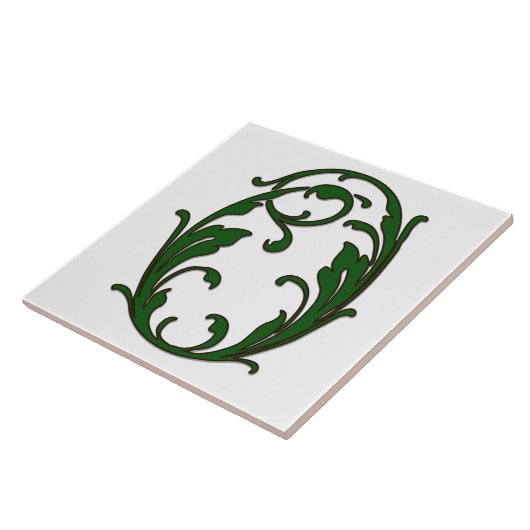 Leaf Letter O in der grünen Monogramm-Folie Fliese (Seite)