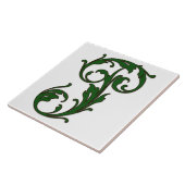 Leaf Letter P in der grünen Monogramm-Folie Fliese (Seite)