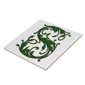 Leaf Letter S in der grünen Monogramm-Folie Fliese (Seite)