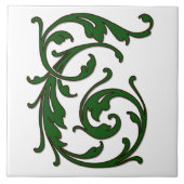 Leaf Letter T in der grünen Monogramm-Folie Fliese (Vorderseite)