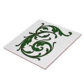 Leaf Letter T in der grünen Monogramm-Folie Fliese (Seite)