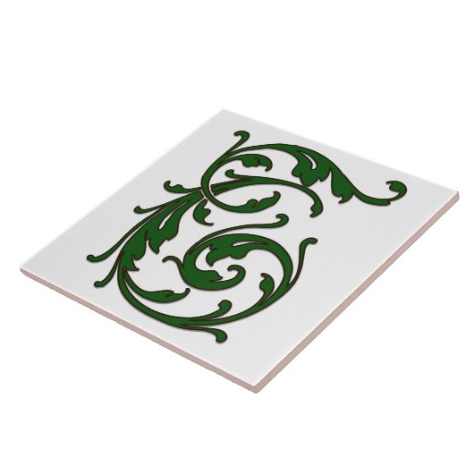 Leaf Letter T in der grünen Monogramm-Folie Fliese (Seite)