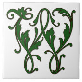 Leaf Letter W in der grünen Monogramm-Folie Fliese (Vorderseite)