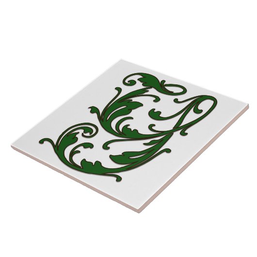 Leaf Letter Y in der grünen Monogramm-Folie Fliese (Seite)