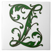 Leaf Letter Z in der grünen Monogramm-Folie Fliese (Vorderseite)