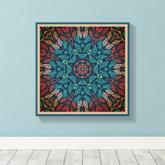 Leaf Line Art Abstrakte originale Saisondekoration Leinwanddruck (Insitu (Holzboden))