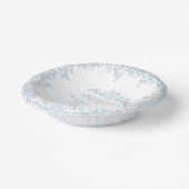 Leaf line art heart monogram white blue wedding pappteller (Gewinkelt)