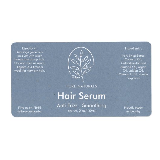 Leaf Logo Neutral Blue Modernes botanisches Produk (Vorne)