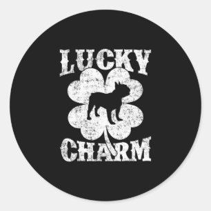 Leaf Lucky Charm French Bulldog St Patrick's Day Runder Aufkleber