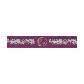 Leaf Monogram und Glitzer auf Plum Einladungsbanderole (Flach)