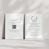 Leaf Monogram Wappen Schwarz-weiß QR Code Wedding Einladung