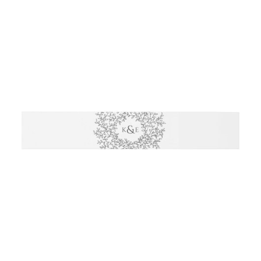 Leaf-Monogramm-Kunst zeichne dunkelgrau auf Weiß Einladungsbanderole (Flach)