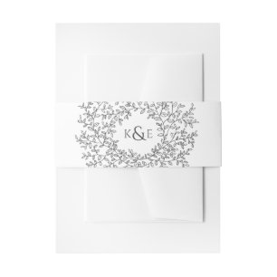 Leaf-Monogramm-Kunst zeichne dunkelgrau auf Weiß Einladungsbanderole