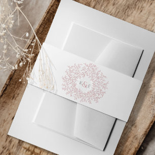 Leaf-Monogramm-Kunst zeichne staubfarbenes Rosa au Einladungsbanderole