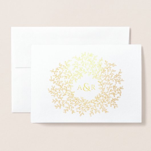 Leaf Monogramm Trauung Stornierung Ankündigung (Vorderseite mit Umschlag)