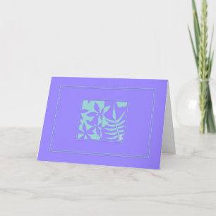 Leaf Motif Aquamarin auf Lila horizontaler Grußkar Karte