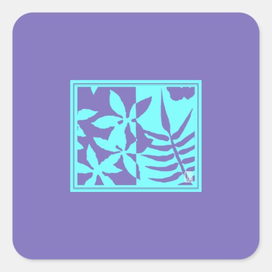 Leaf Motif Square Stickers (Vorderseite)