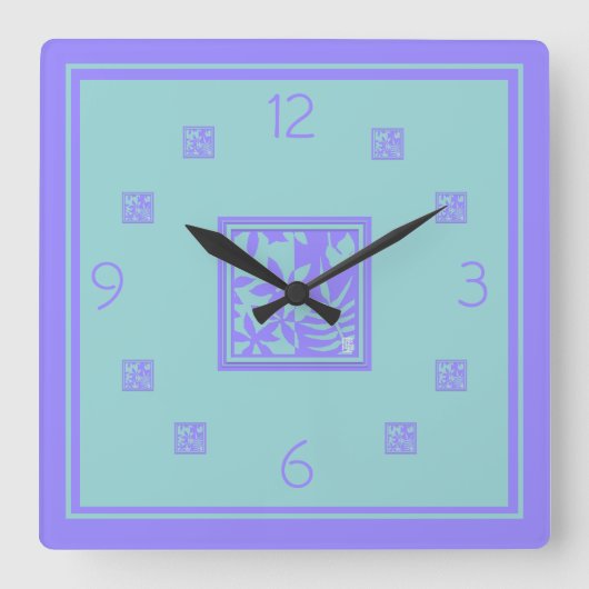leaf motif Square Wall Clock Quadratische Wanduhr (Vorderseite)