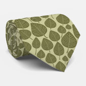 Leaf Muster 02 - Deep Olive on Khaki Krawatte (Gerollt)