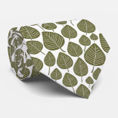 Leaf Muster 02 - Deep Olive on White Krawatte (Gerollt)