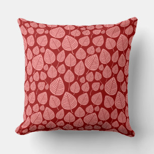 Leaf Muster 02 - Soft Pink auf Ruby Red Kissen