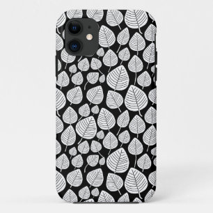 Leaf Muster 02 - Weiß auf Schwarz Case-Mate iPhone Hülle
