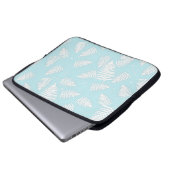 Leaf-Muster der weißen Pflanze Laptopschutzhülle (Vorne Knopf)