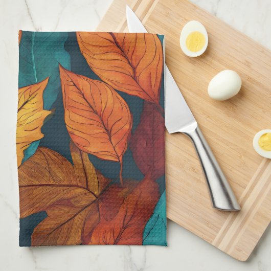 Leaf Muster Fall Natur farbenfrohe Herbst Blätter Geschirrtuch (Viertel Falte)