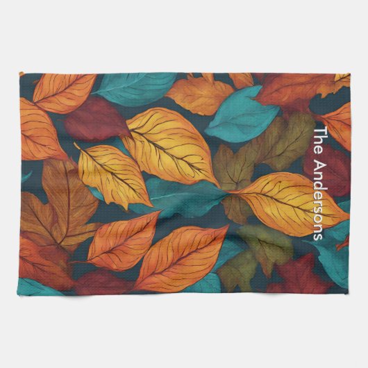 Leaf Muster Fall Natur farbenfrohe Herbst Blätter Geschirrtuch (Horizontal)