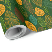 Leaf-Muster - Farben 03 auf dunkelgrün Geschenkpapier (Rolleneckpunkt)