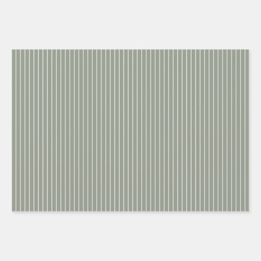 Leaf Muster Gingham und Streifen Dusky Green | Geschenkpapier Set (Vorderseite 3)