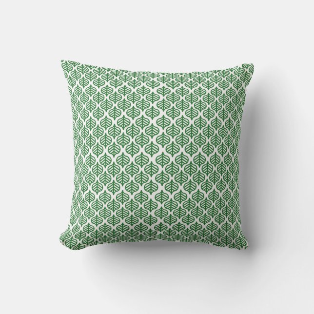 Leaf Muster Green Diagonal Geometric Kissen (Vorderseite)