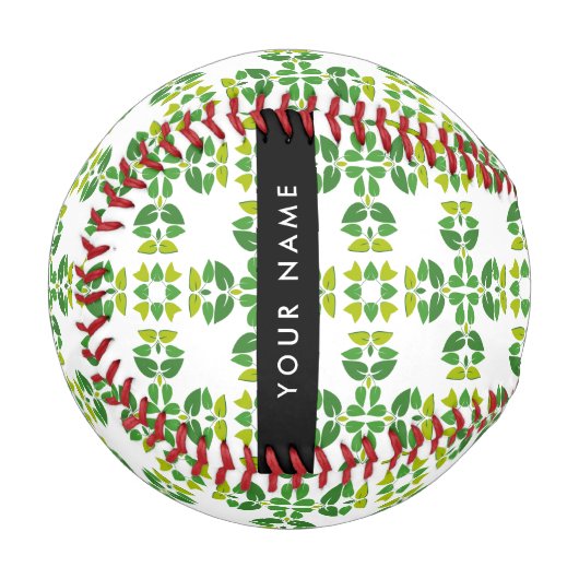 Leaf-Muster, grüne Blätter, Ihr Name Baseball (Vorderseite Links)